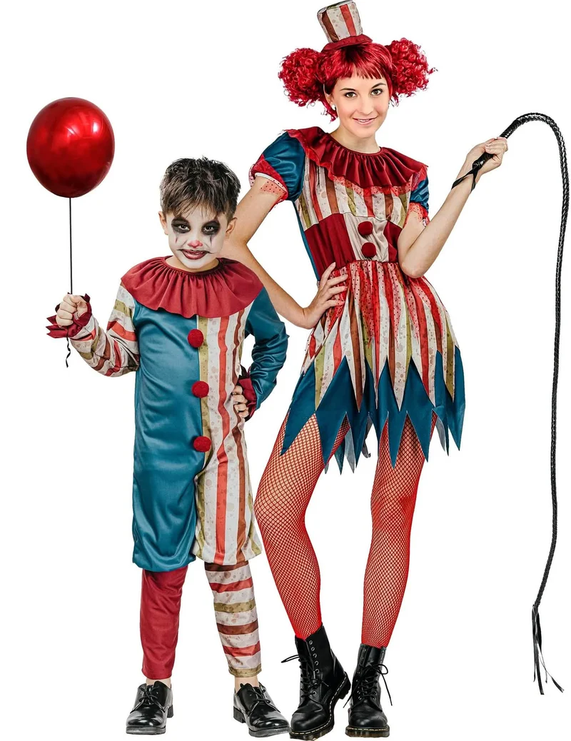 Farbenfrohes Horrorclown Paarkostüme