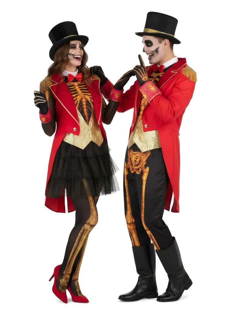 Monsieur und Madame Loyal Skelett Paarkostüm für Erwachsene