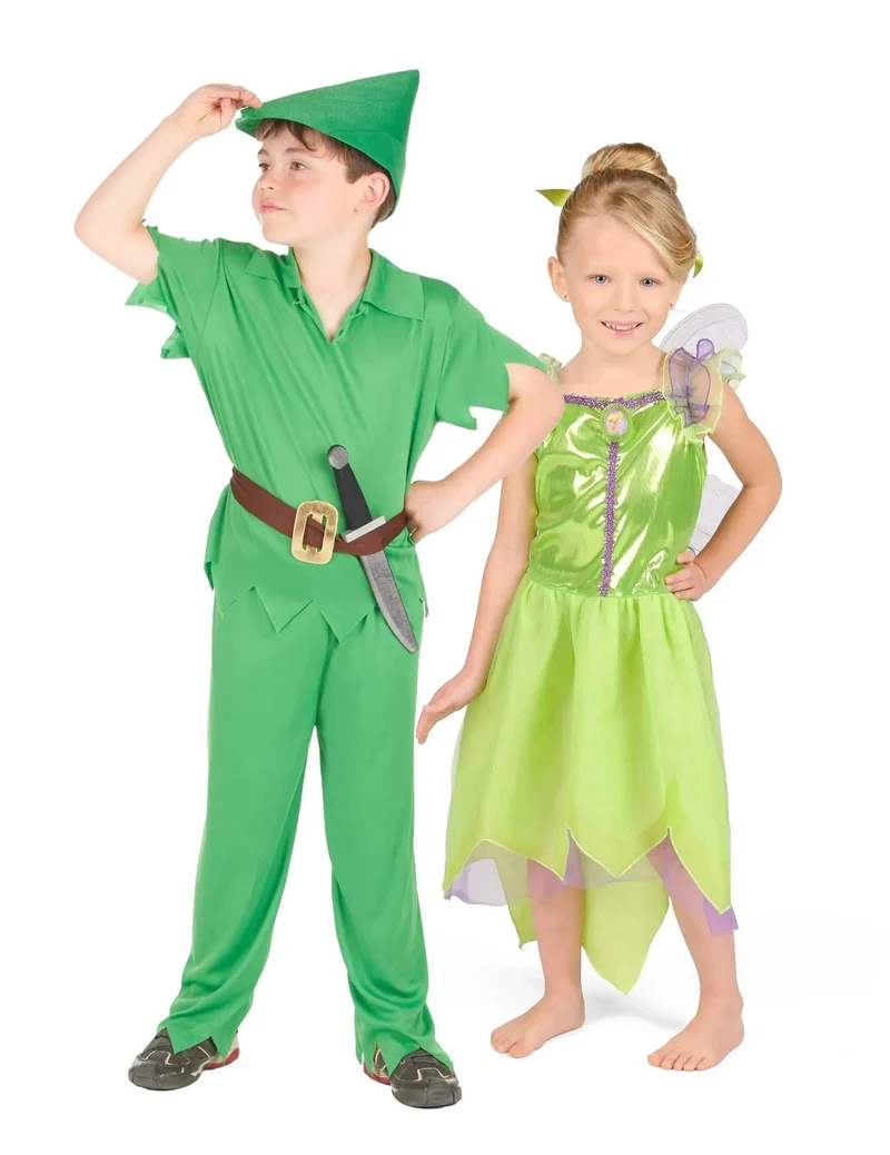 Junge aus Nimmerland und Tinkerbell™ Paarkostüm Kinder