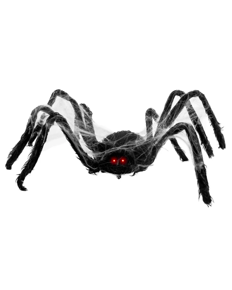 Schwarze Krabbelnde Spinne mit Licht & Ton 99cm Ø