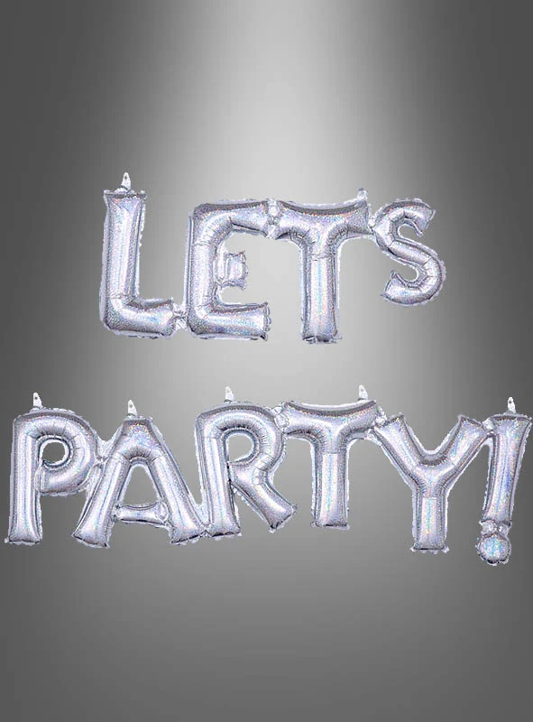 Glitzer Schriftzug Let's Party Folienballon 136 x 22 cm