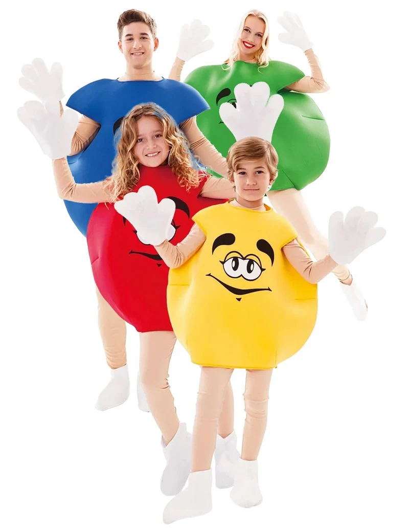 Witziges Bonbon-Gruppenkostüm für die Familie