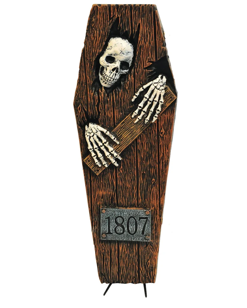 Aus Sarg ausbrechendes Skelett 69cm