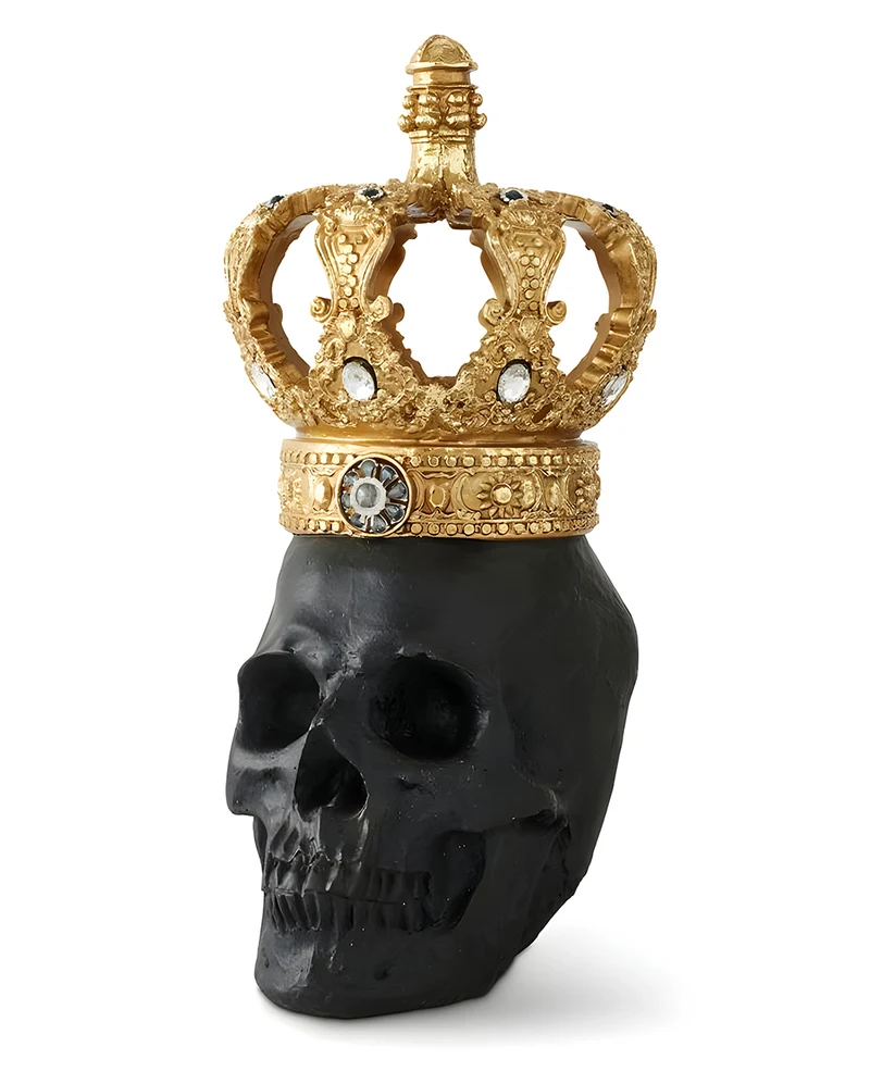 Schwarzer Totenkopf mit Königskrone 30cm