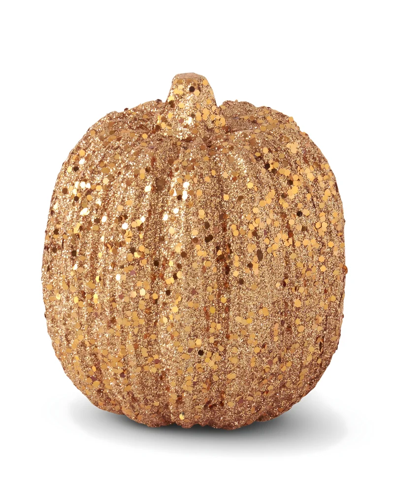 Deko Kürbis mit Glitter & Pailletten 15cm