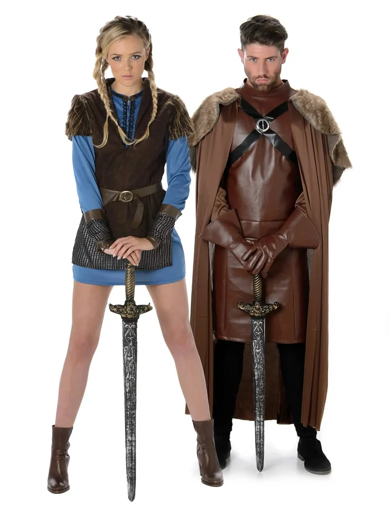 Wikinger Paarkostüm Mittelalter blau-braun