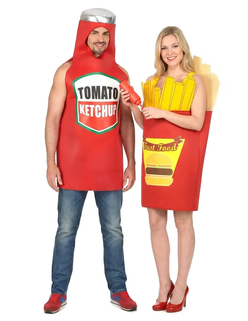 Erwachsenen-Kostüm für ein Paar: Pommes und Ketchup