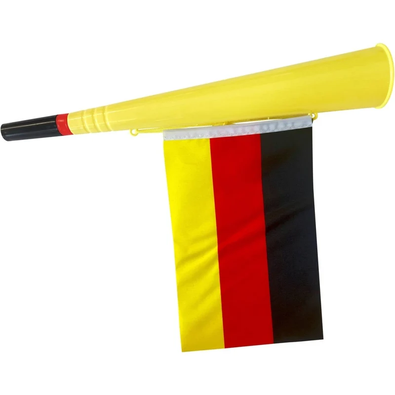 Gelbe Tröte mit belgischer Flagge