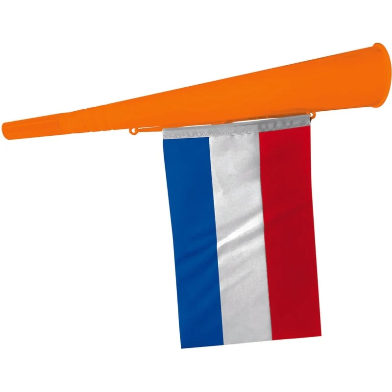 Orangefarbene Trillerpfeife mit niederländischer Flagge, 36 cm