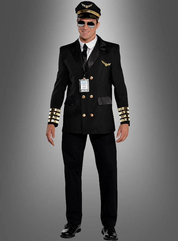Piloten Uniform für Herren schwarz XL 52-54
