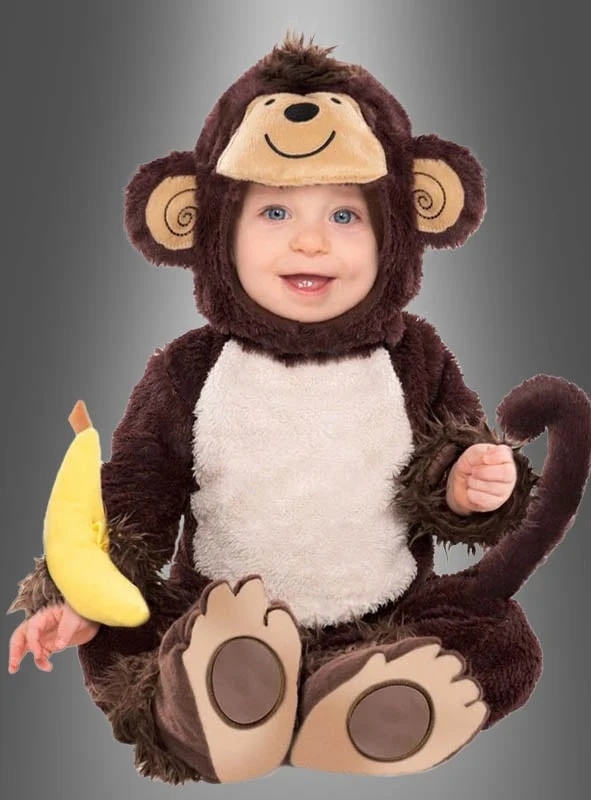 Freches Äffchen Baby Kostüm mit Rassel