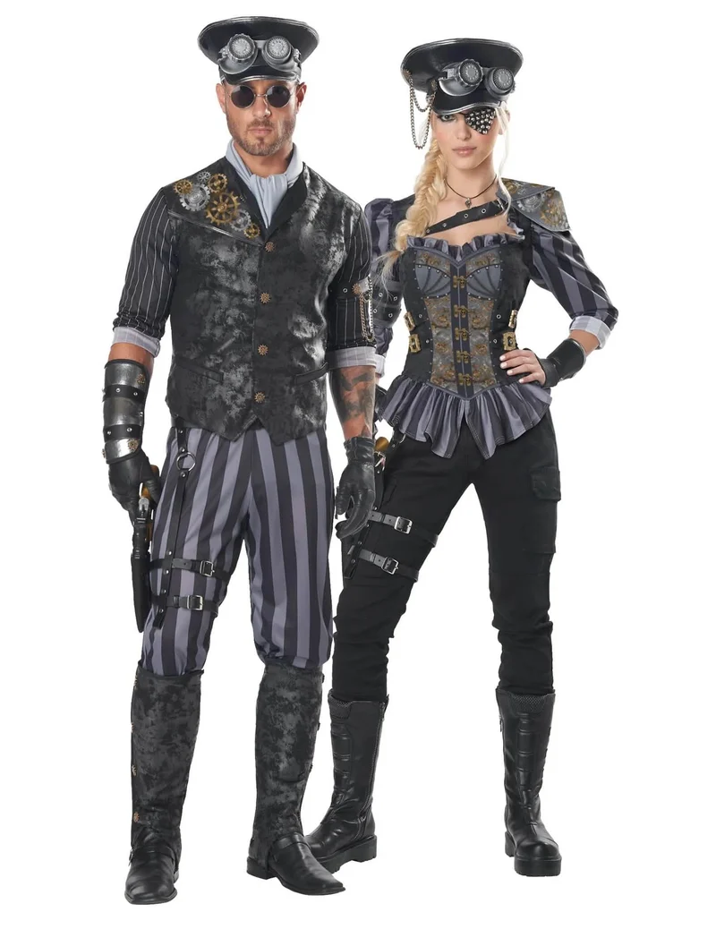 Steampunk Kapitän und Offizierin Paarkostüm