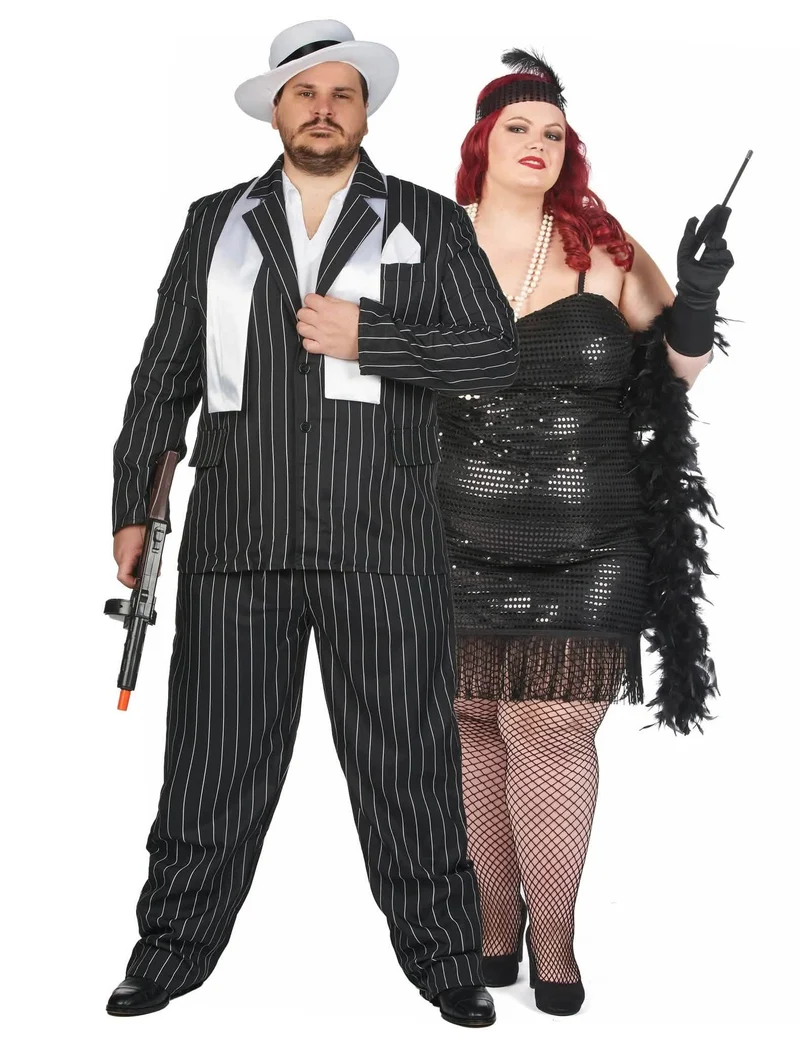 20er Jahre Plus Size Paarkostüm Gangster Charleston