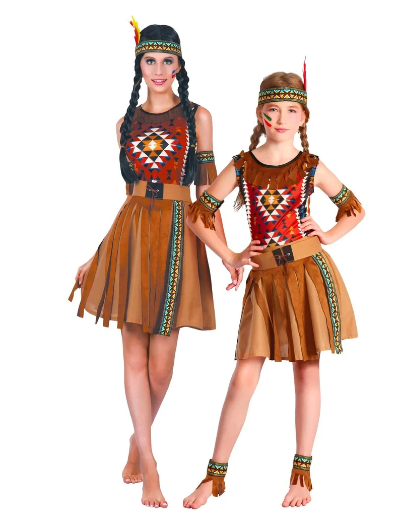 Paarkostüm Indianerinnen Mutter-Tochter braun