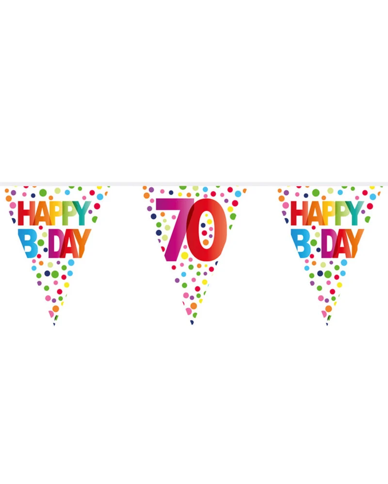 Bunte Happy B-Day 70 Wimpelgirlande 10m