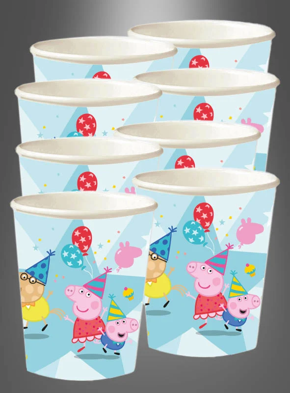 8 x Peppa Wutz Pappbecher 250 ml