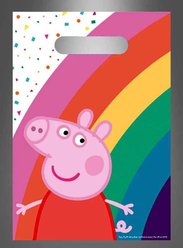 8 x Peppa Pig Partytüten mit Regenbogen