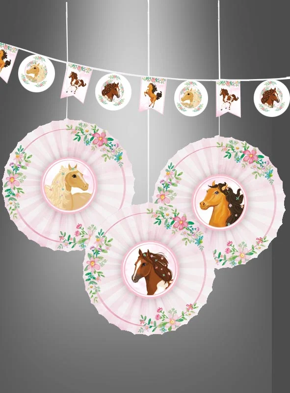 Pferde Papierrosetten Party Set