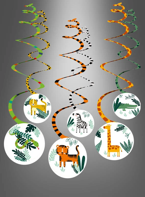 6 x Partydeko Swirls Safari Tiere
