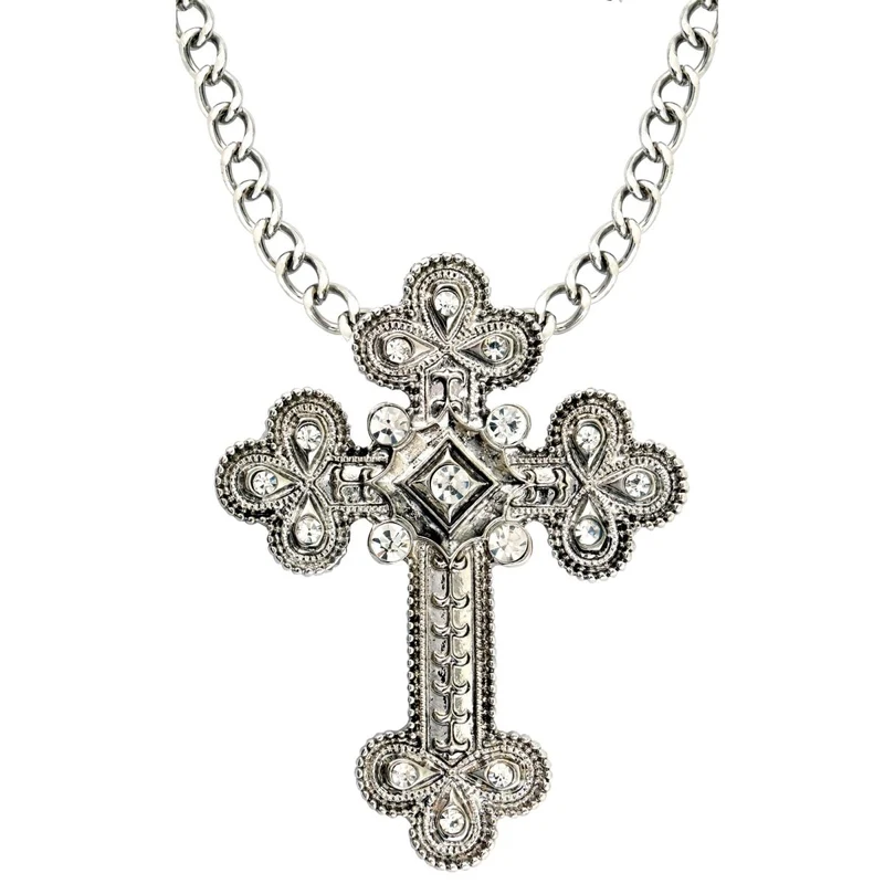 Halloween Halskette Silber Kreuz Steine