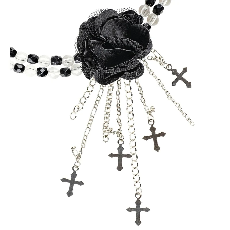 Halloween Halskette Schwarz mit Rose
