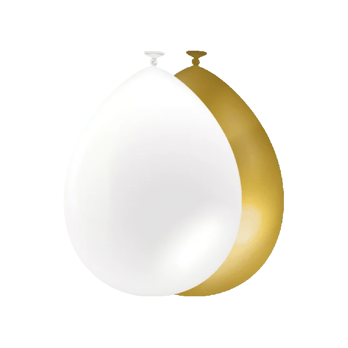 Gold Weiße Ballons 30cm 25Stk