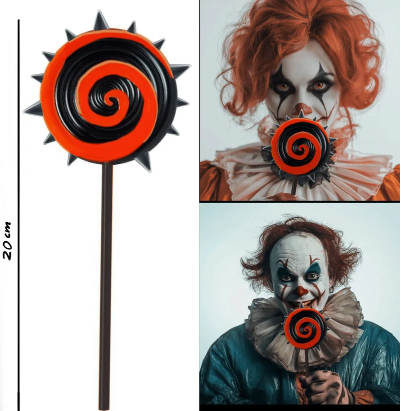 Halloween Fake Lollipop Schwarz Orange 20cm