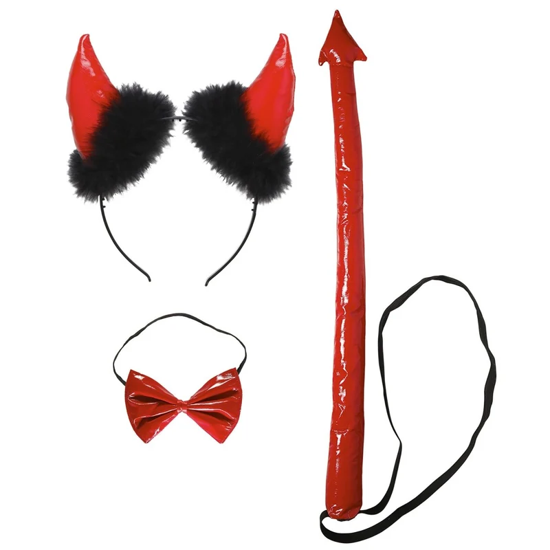 Halloween Accessoires Set Teufel 3 Stück