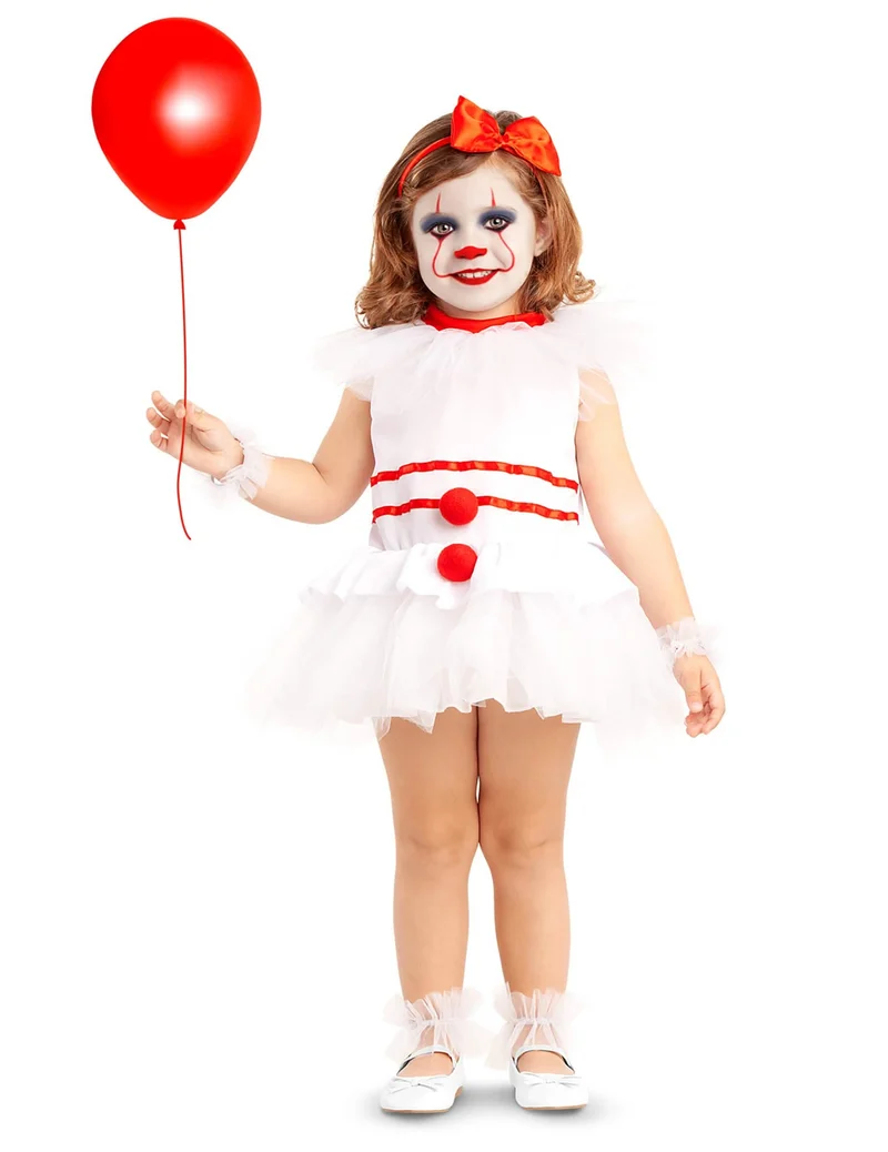 Fieses Clownkostüm für Kinder Halloween-Kostüm weiss-rot