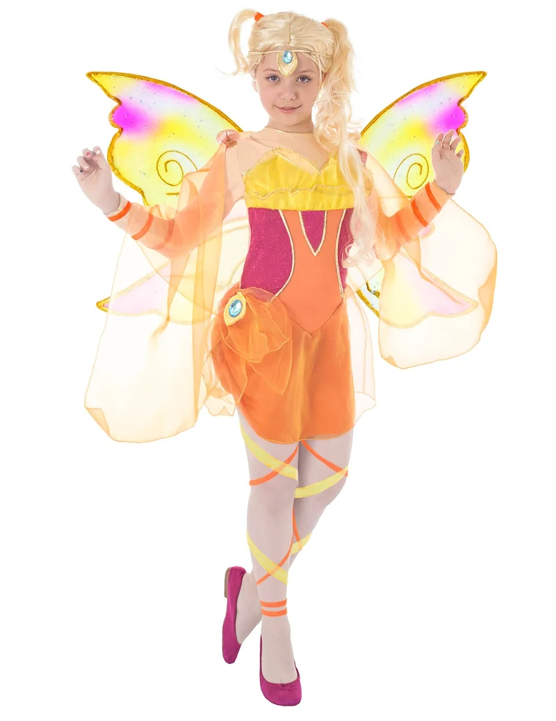 Stella™-Prinzessin Winx Club™-Mädchenkostüm orange-gelb-pink