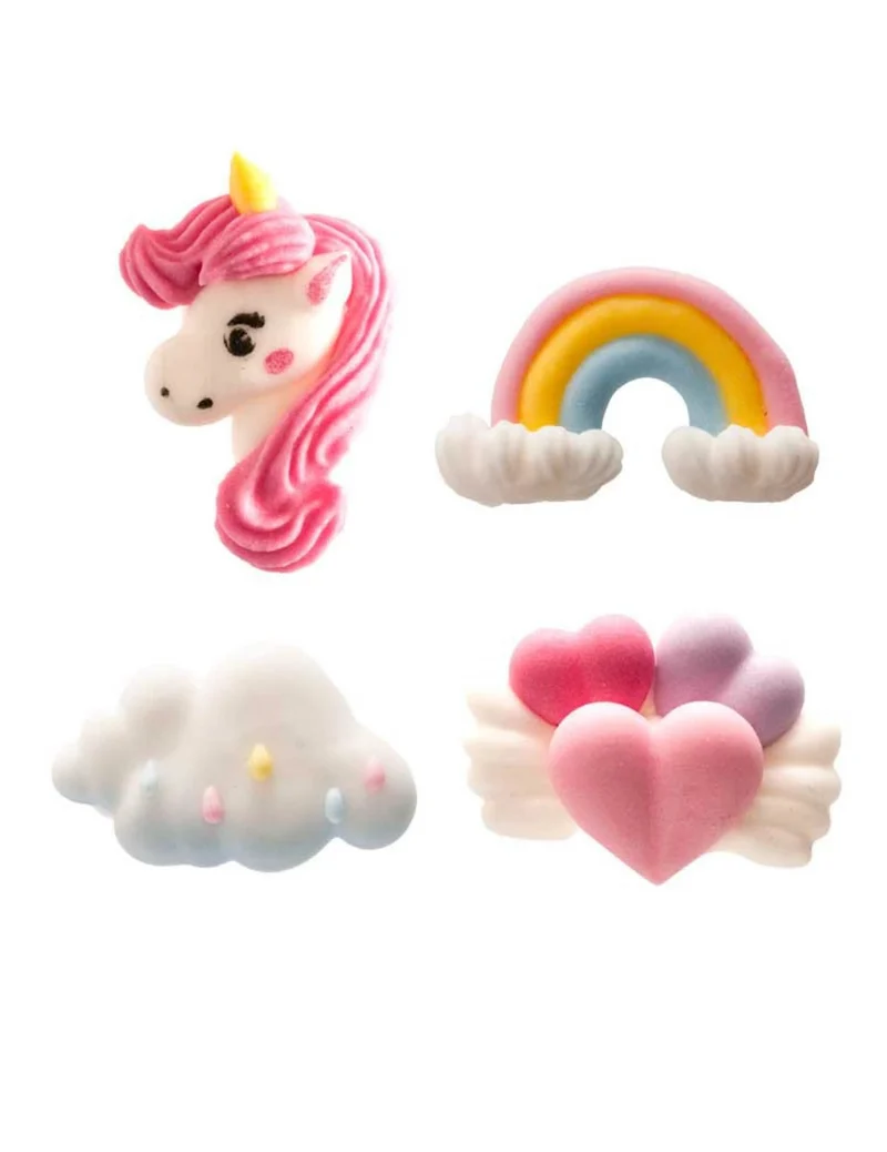 8 Mini-Zuckerfiguren Einhorn 14 g Tortendeko