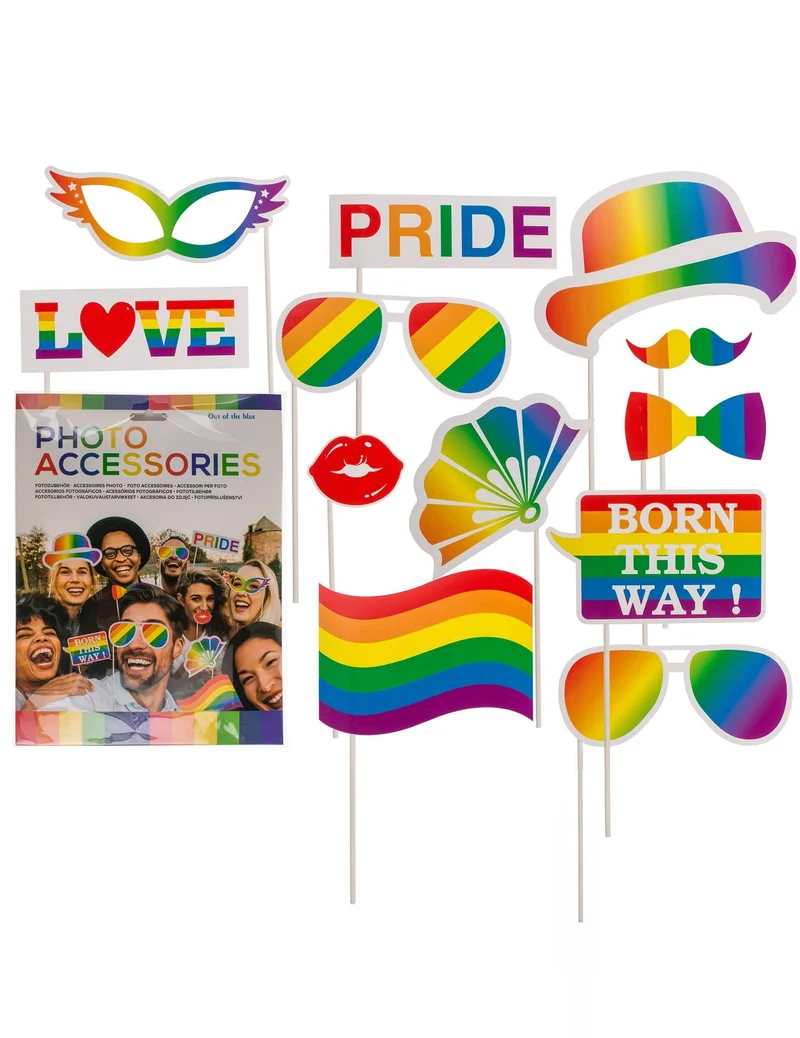 12 teiliges Regenbogen Pride Fotobox Set