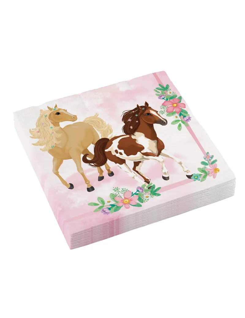 20 Papierservietten hübsches Pferd 33 x 33 cm Blumendekor