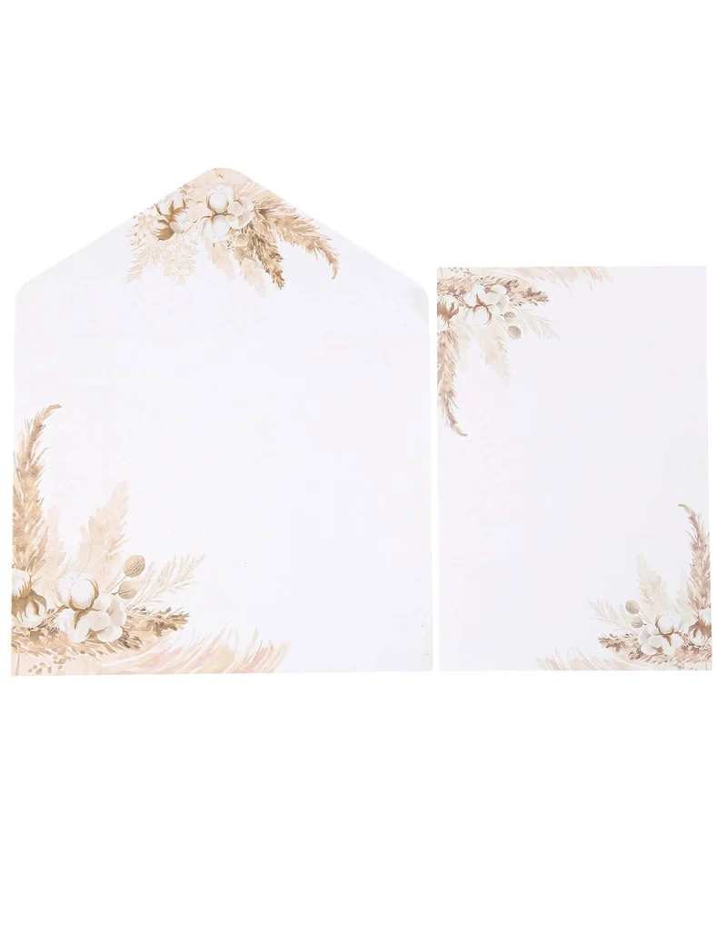 10 Einladungen Pampas und Baumwollblüten 10 x 15 cm mit Umschlägen
