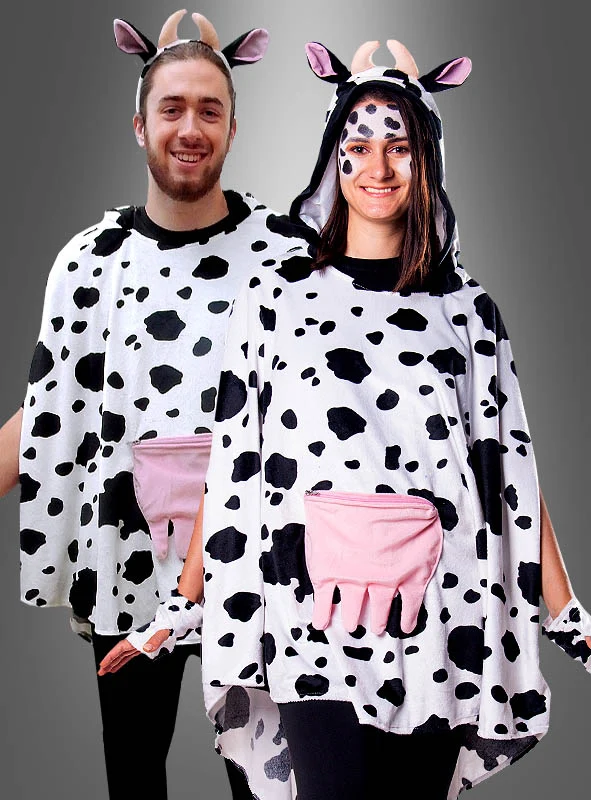 Kuh Poncho aus Plüsch mit Eutertasche S-XXXL