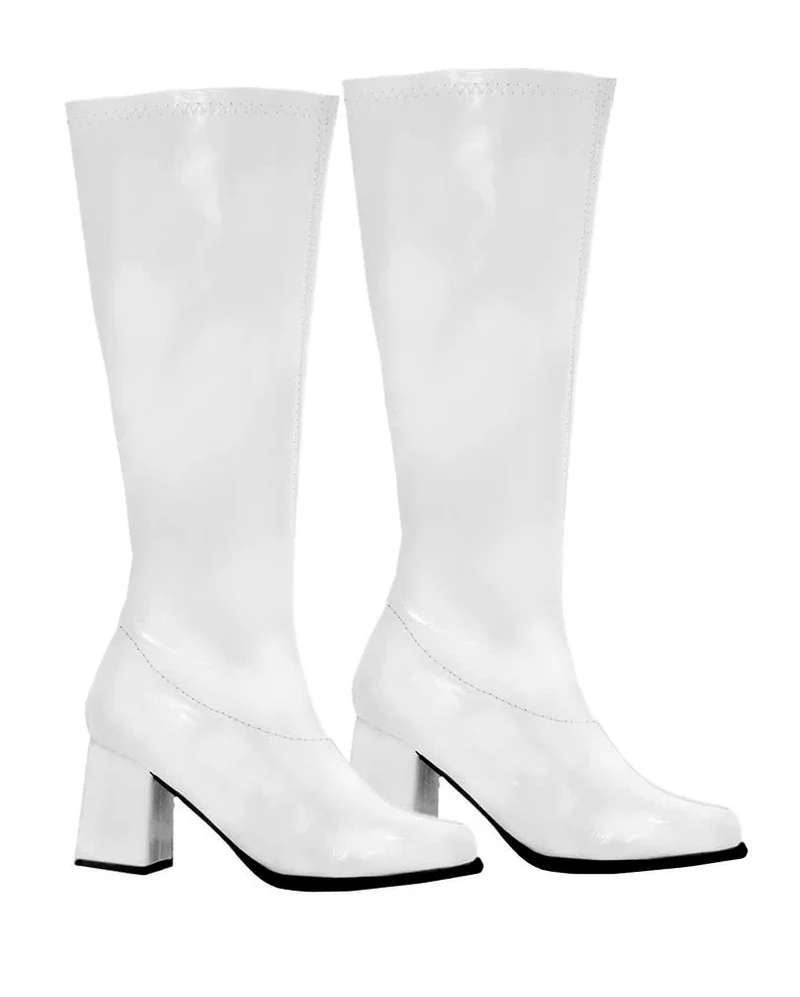 Weiße GoGo Lackstiefel