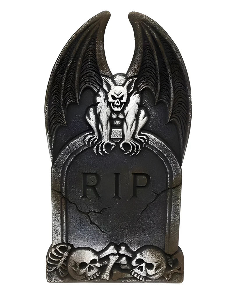 Grabstein mit Gargoyle & Knochenhügel 40cm