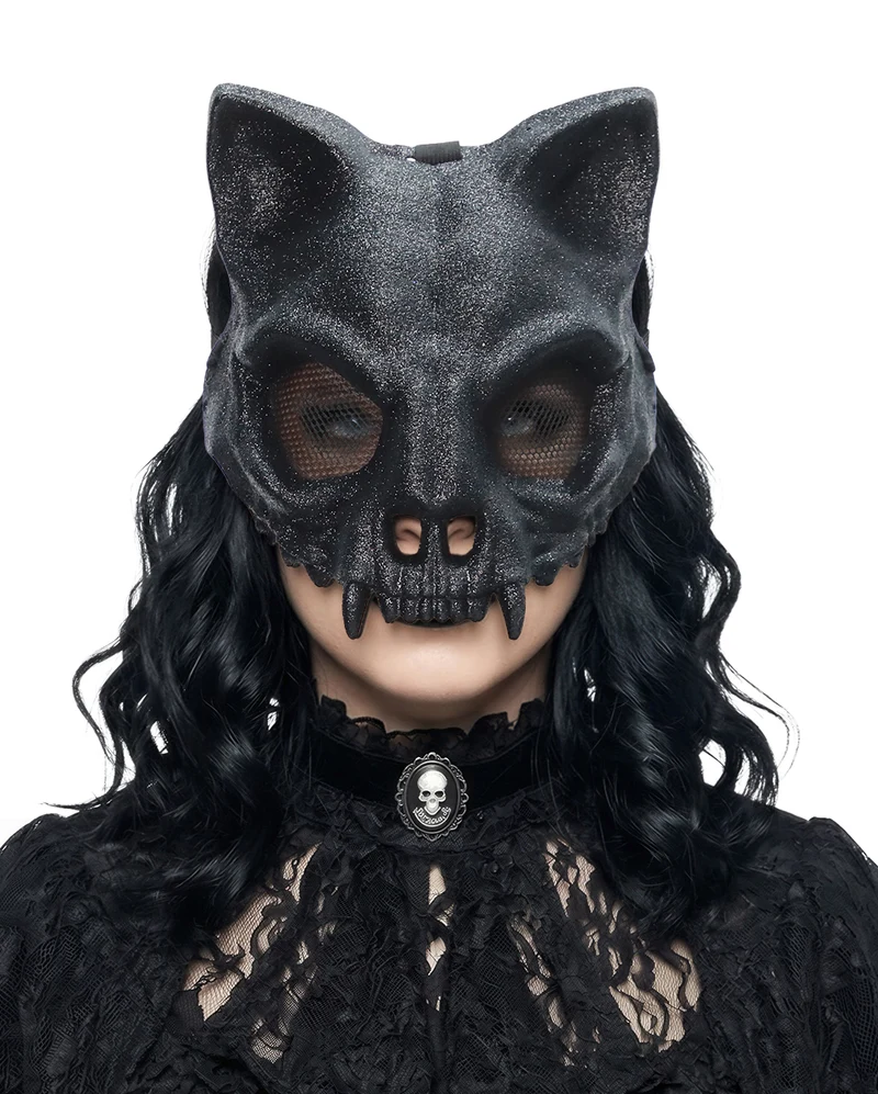 Katzen Skull Glitter Maske