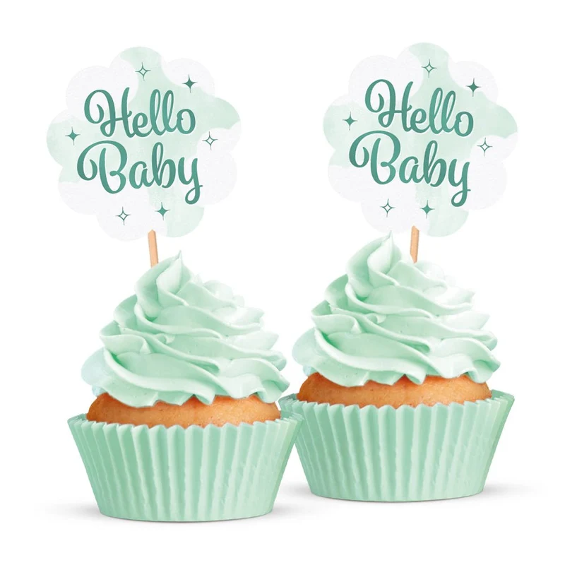 Türkisfarbene Cocktailspieße „Hello Baby“, 12 Stück