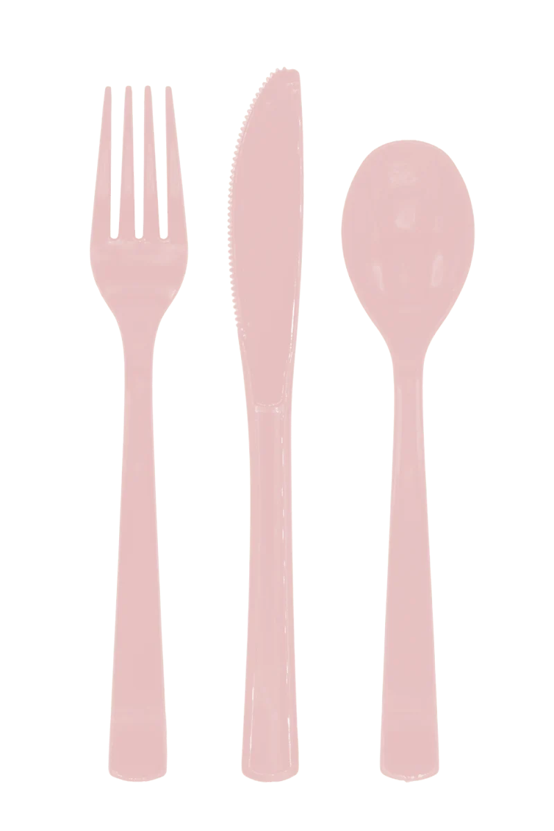 Roségoldfarbenes Besteck, wiederverwendbar, 18-teilig