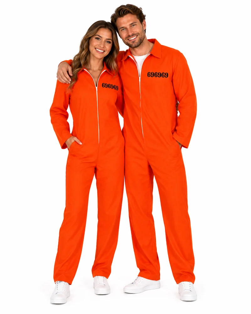 Boeven Koppelkostuum Dames & Heren Duo Deal – 2x Oranje Gevangenis Overall