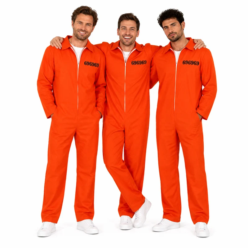Boevenpak Heren Trio Deal – 3x Oranje Gevangenis Jumpsuit