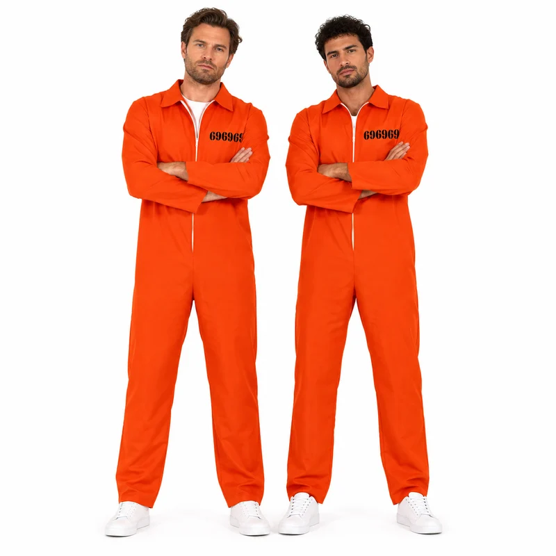 Boevenpak Heren Duo Deal – 2x Oranje Gevangenis Jumpsuit