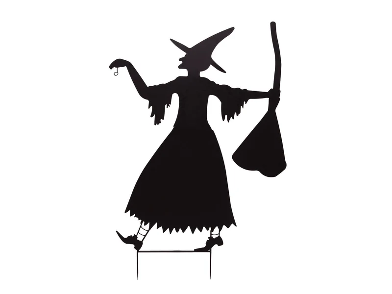 Halloween Silhouette Metall Hexe mit Besen, 140cm