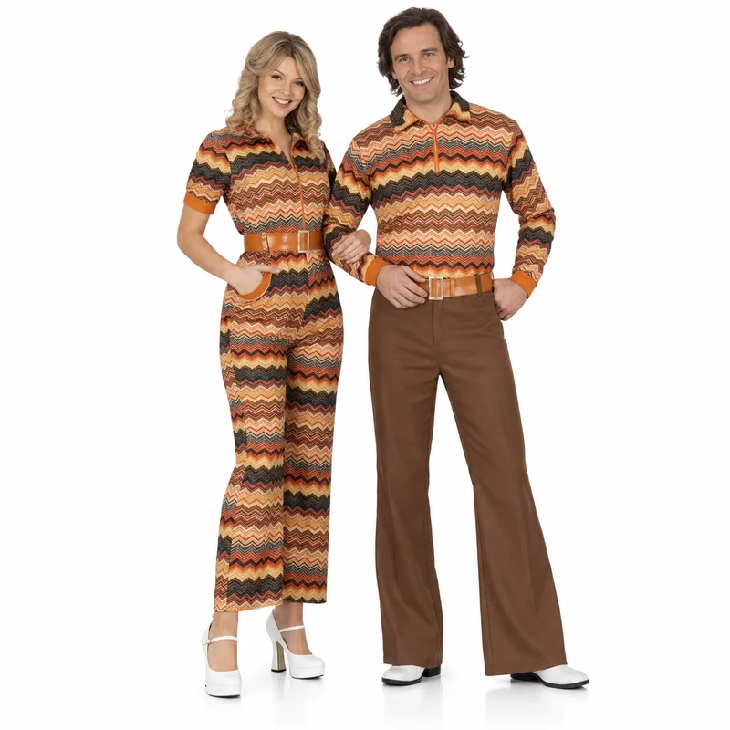 Gekleurd Disco Duo Kostuum – Jaren 70 Koppel Deal Dames & Heren