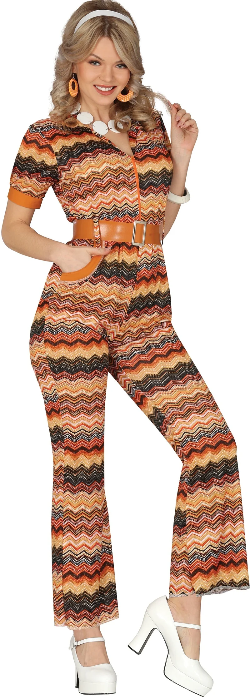 Hippie Kostuum Dames – Jaren 70 Jumpsuit met Riem | Retro Outfit