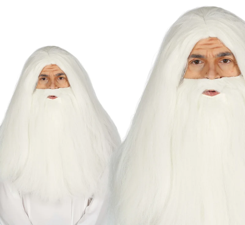 Witte Pruik met Baard | Panoramix & Sinterklaas Stijl