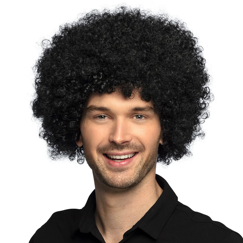 Afro Pruik Zwart – Grote Krullen – Voor Dames & Heren