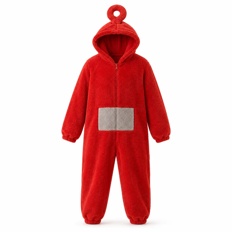 Rode Teletubbie Onesie (Po) – Zachte Pluche Onesie voor Volwassenen
