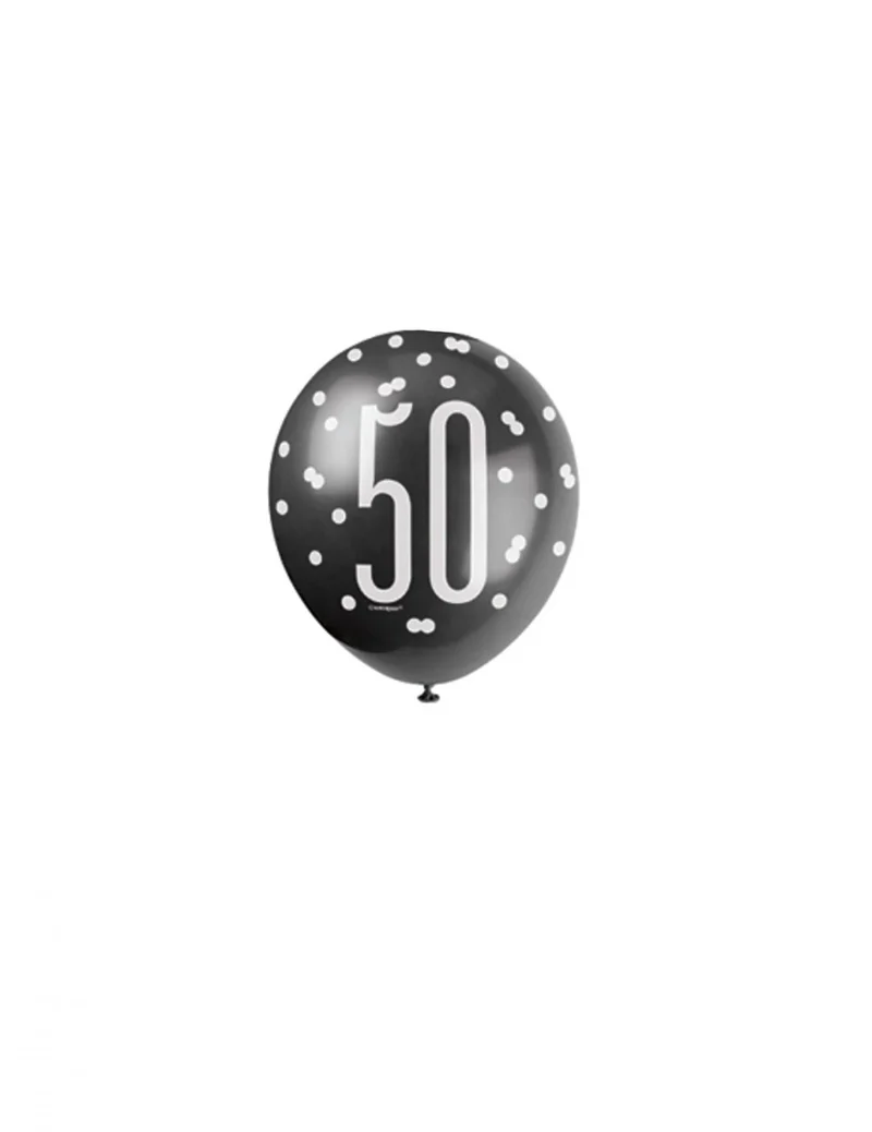 6 Luftballons 50. Geburtstag schwarz-weiß